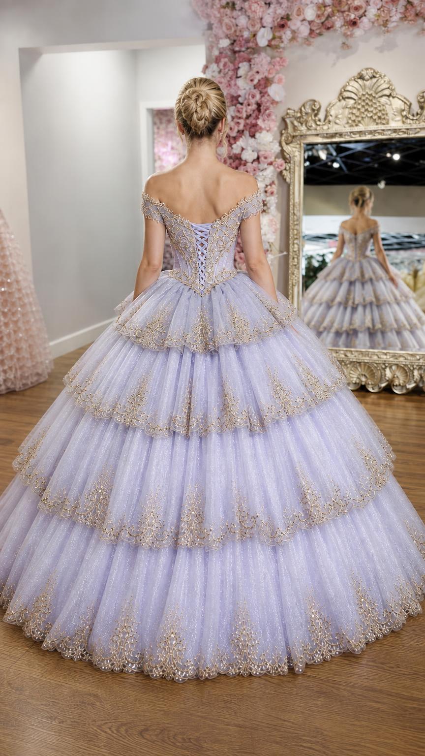 Back view showcasing lace-up corset closure
