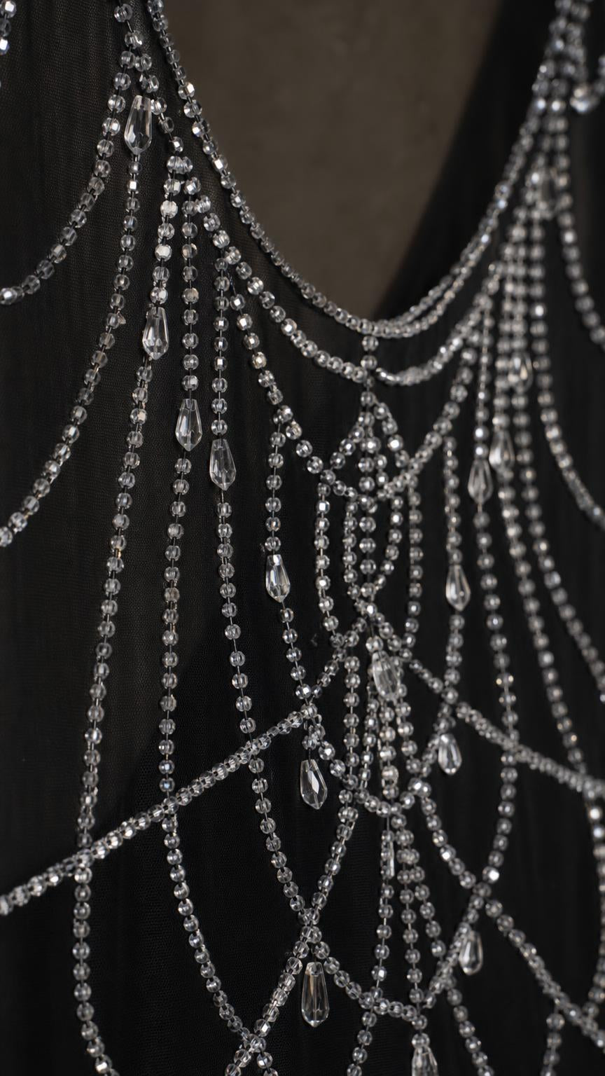 Close-up detail of crystal beading web pattern