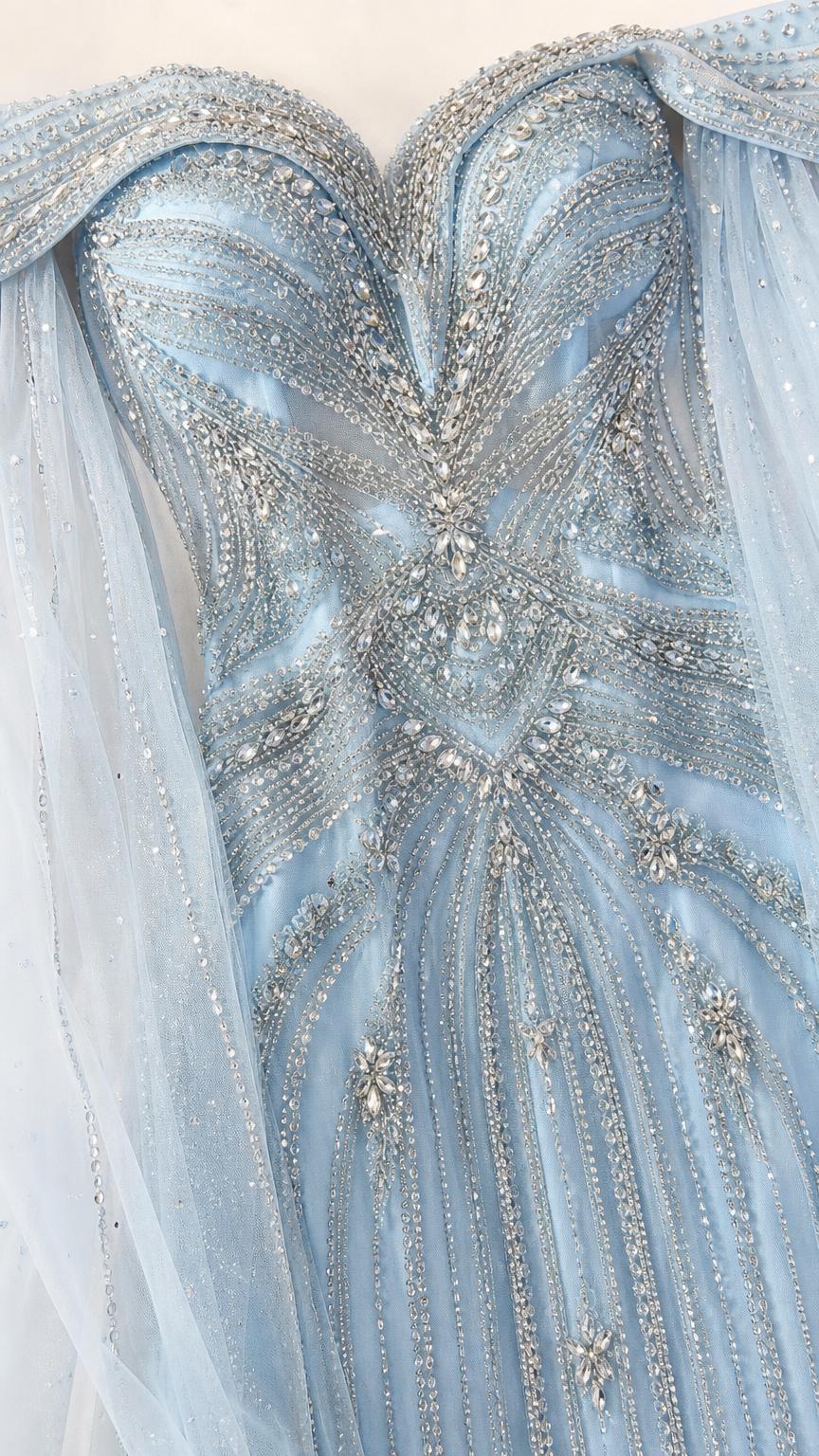 Close-up detail of crystal beadwork on the bodice