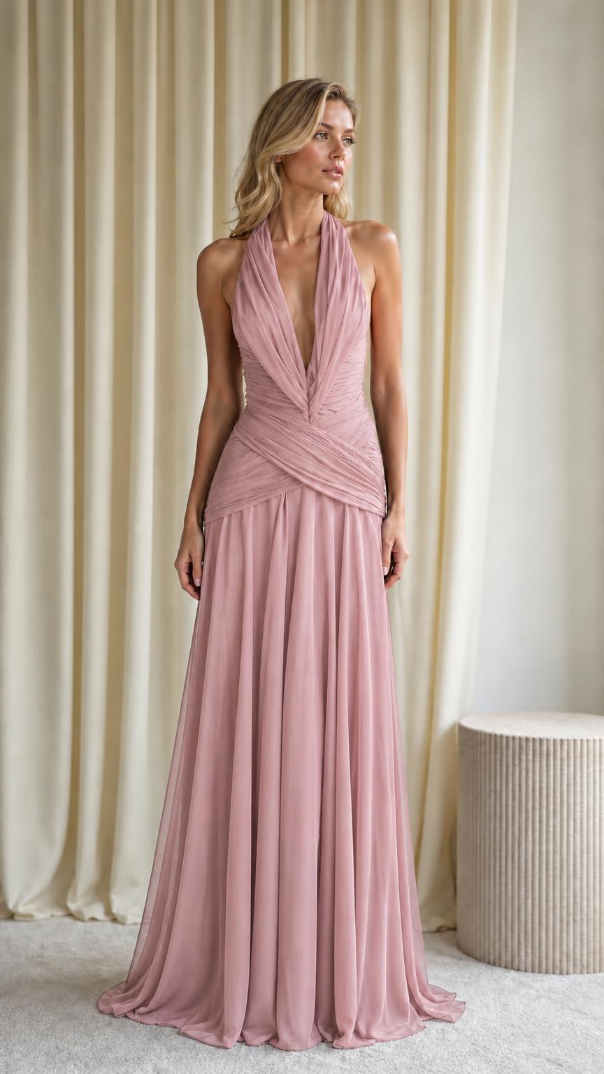 Front view in dusty rose color variant