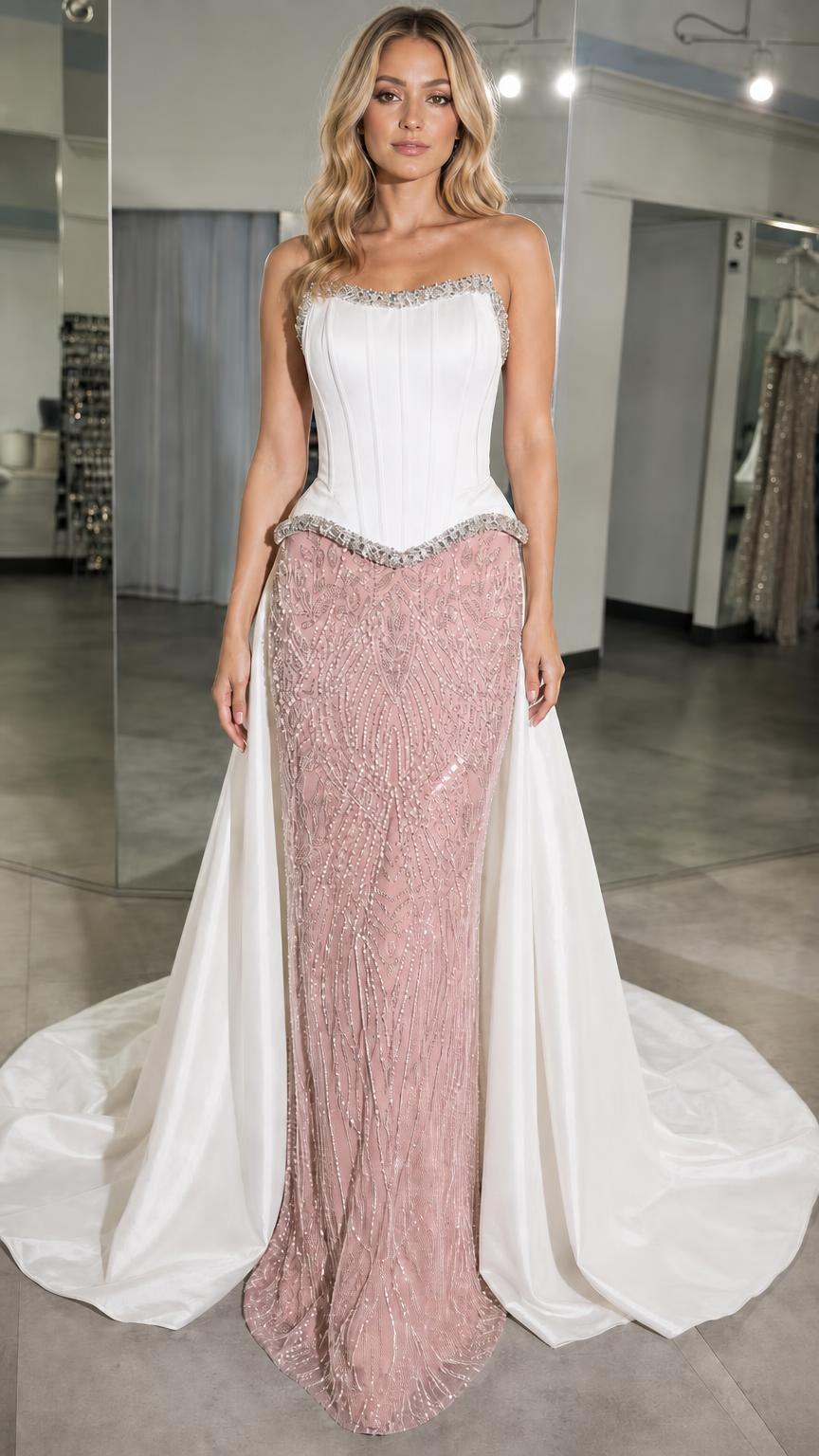Pink variant of the crystal corset gown