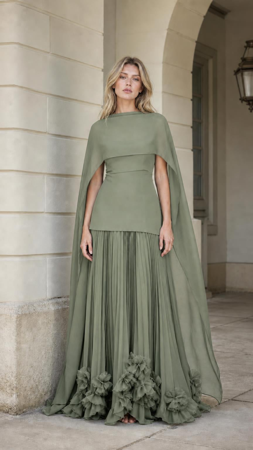 Full front view of sage green color variant