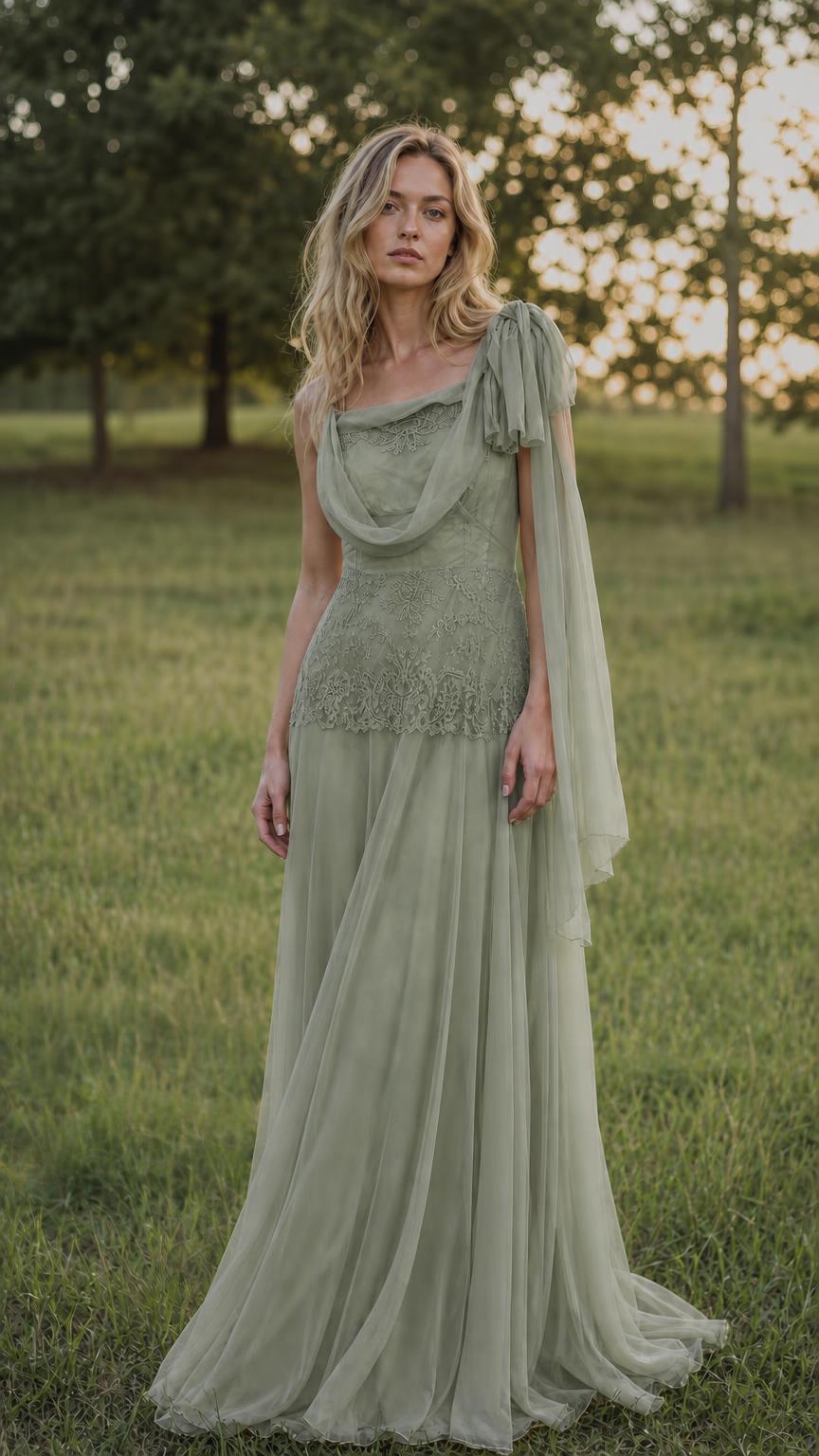 Front view of sage green color variant