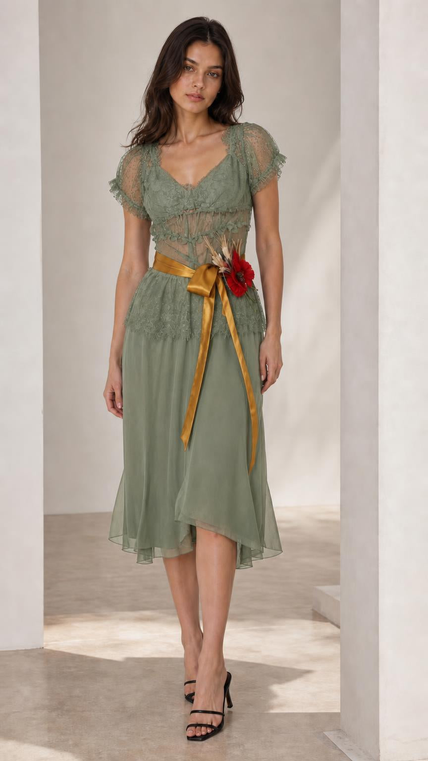 Sage green midi dress color variant