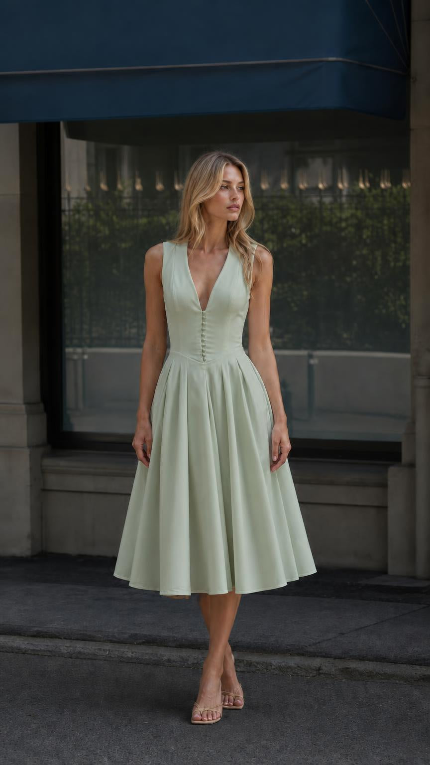 Front full view of the sage green color variant