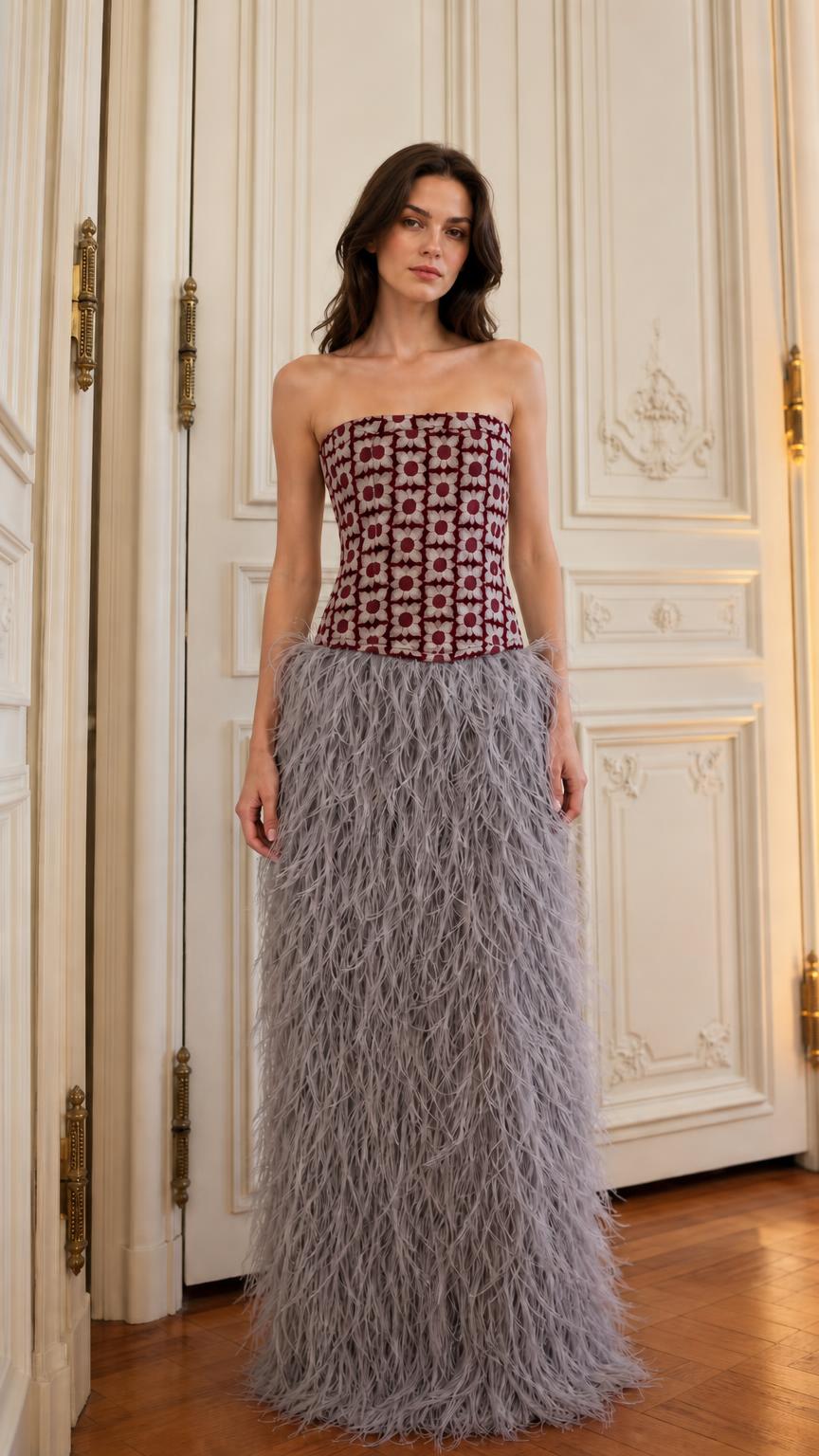 Full-body view of the burgundy variant