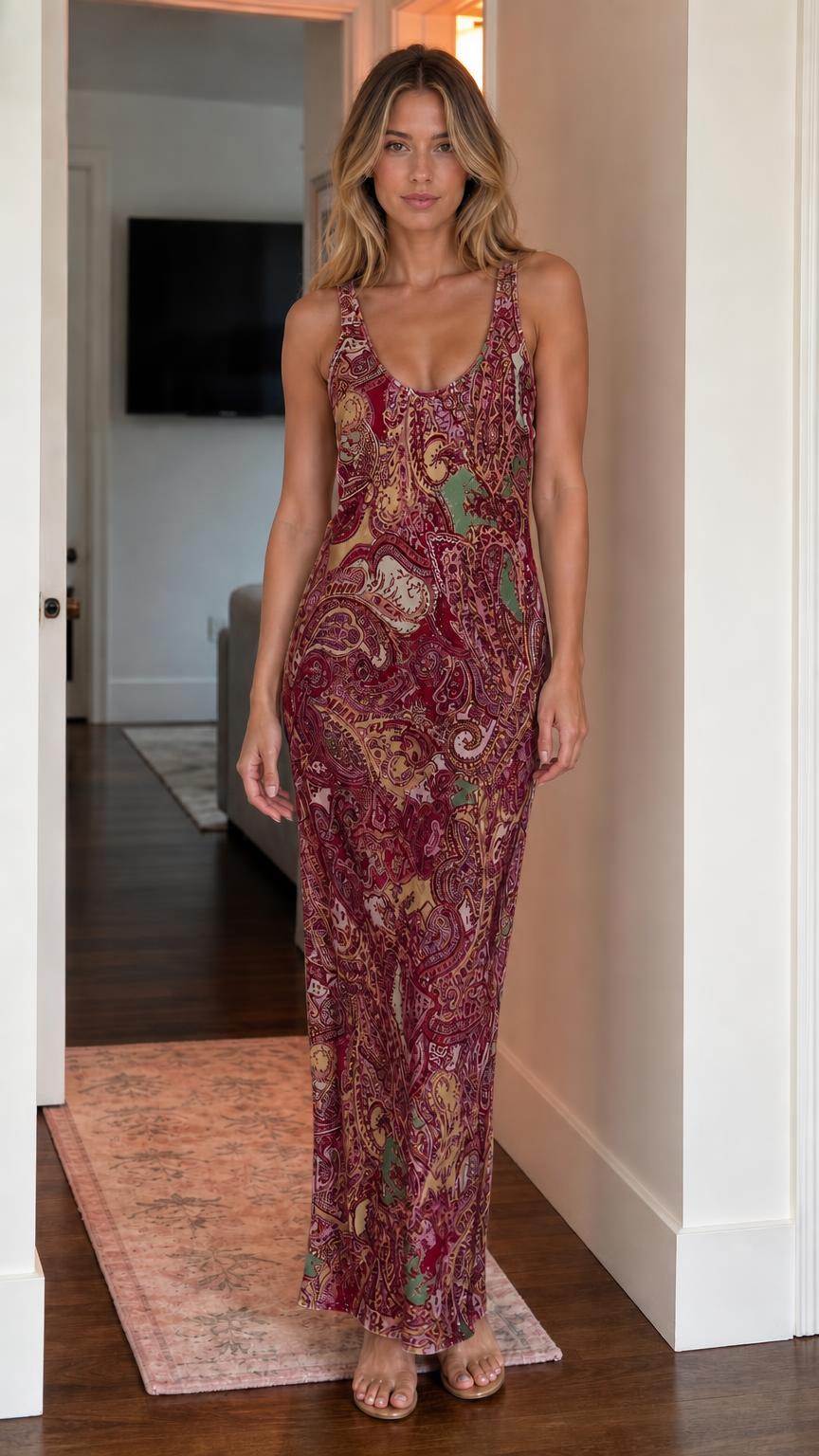Burgundy paisley color variant