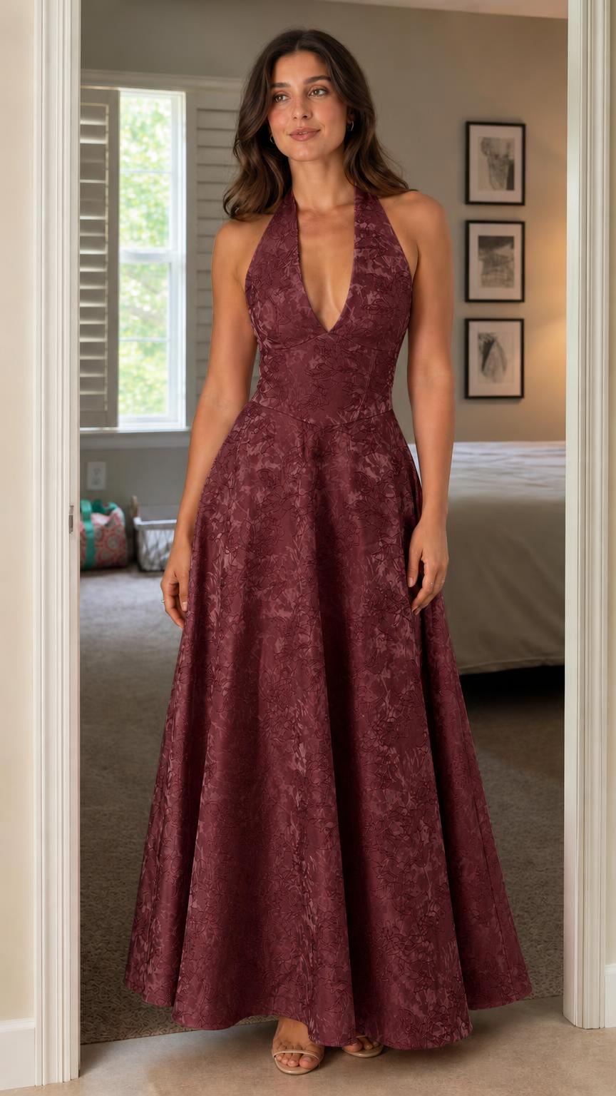 Front view of the burgundy color variant