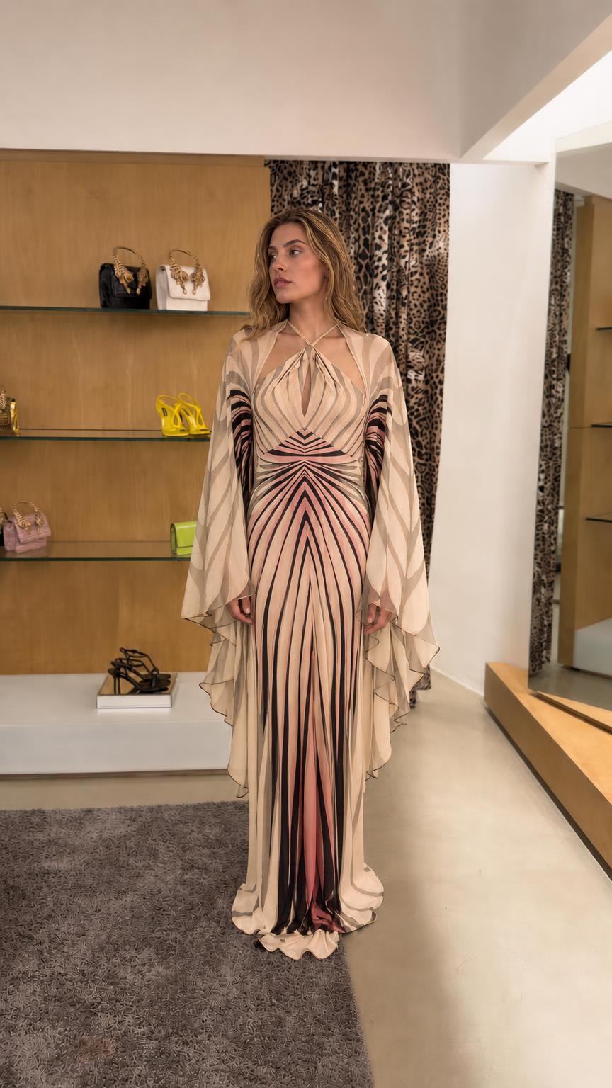 Beige color variant of the maxi dress