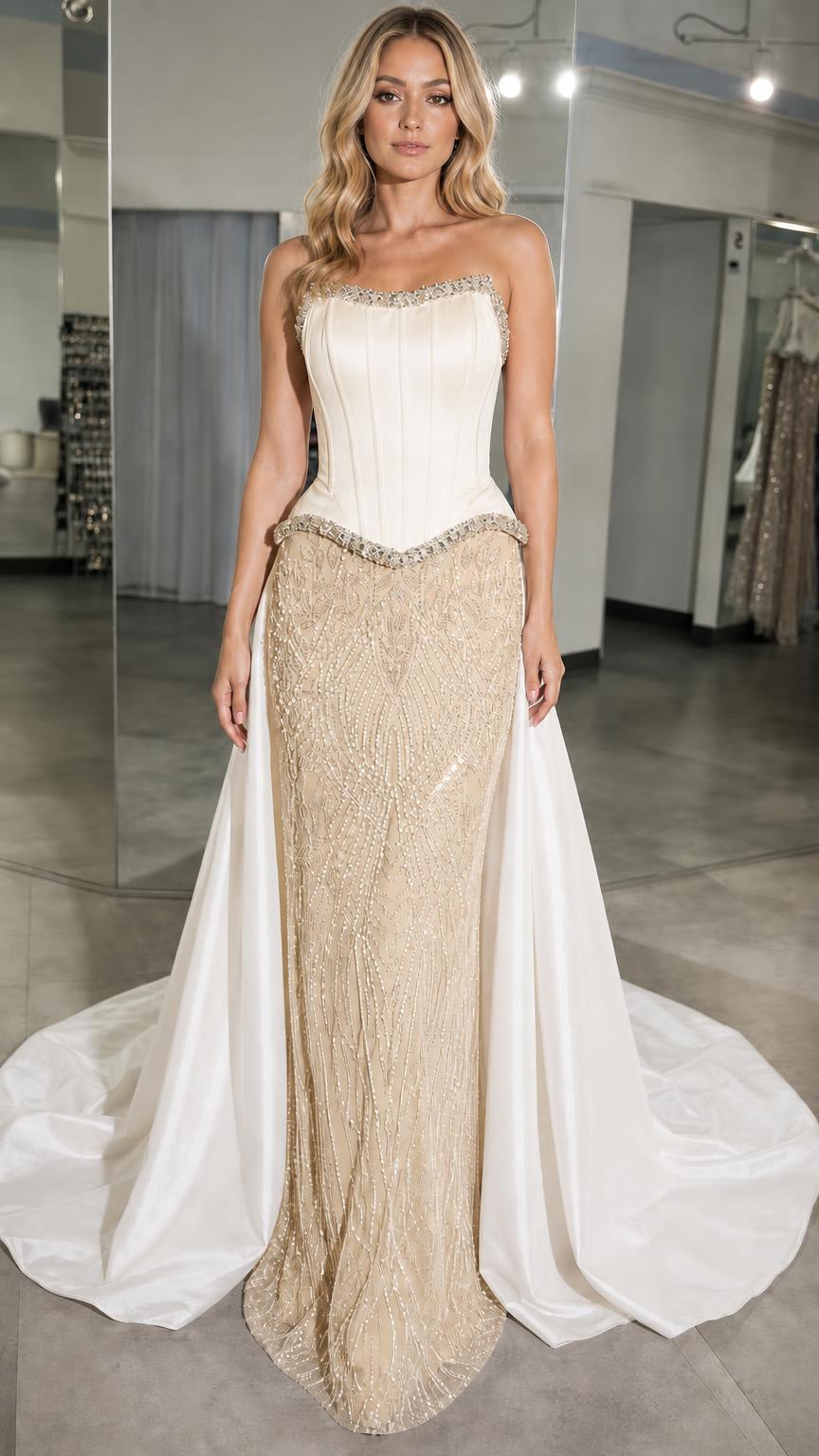 Gold variant of the crystal corset gown