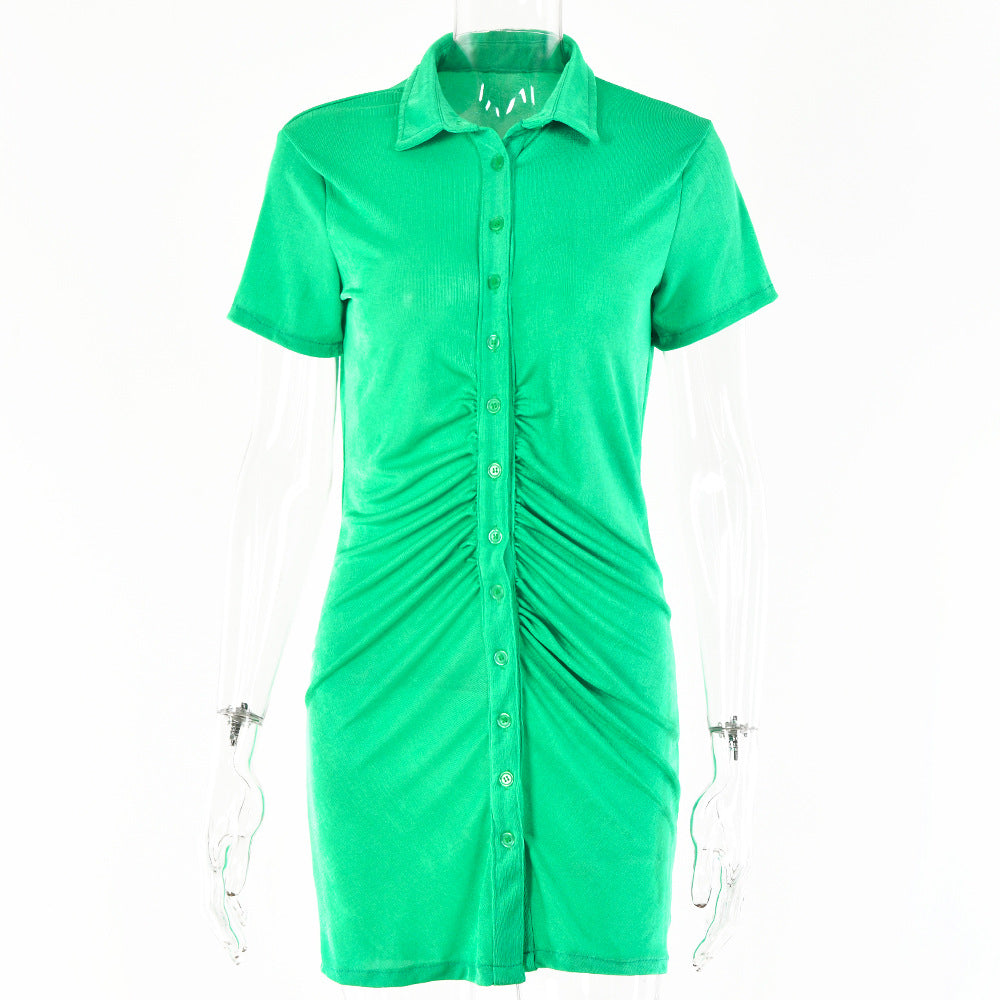 Slim-fit Short-sleeve Cardigan, Single-breasted Mid-length Top
