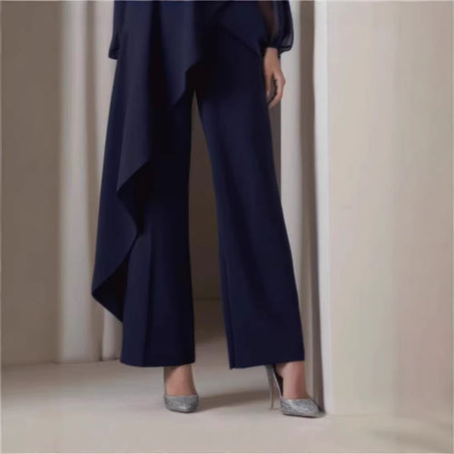 European And American Elegant Chic Casual Jumpsuit In Navy Blue