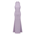 Floral Maxi Dress Round Neck Solid Color